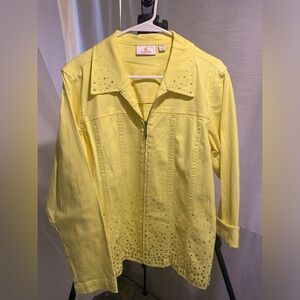 Quaker Factory- yellow denim jacket size M